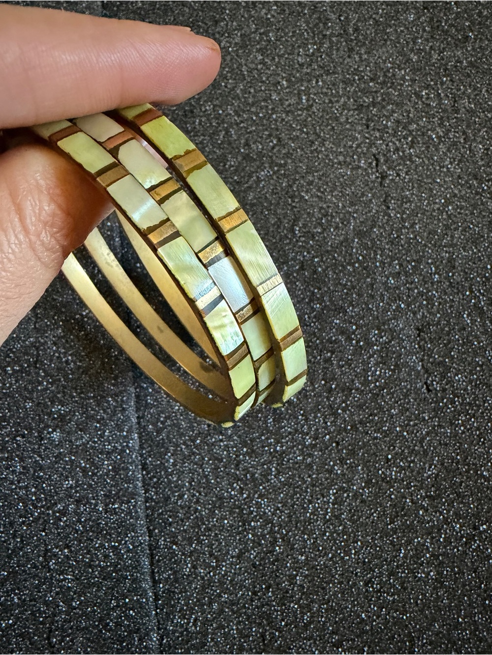 Vintage Mother of Pearl Inlay Bangles Set of 3